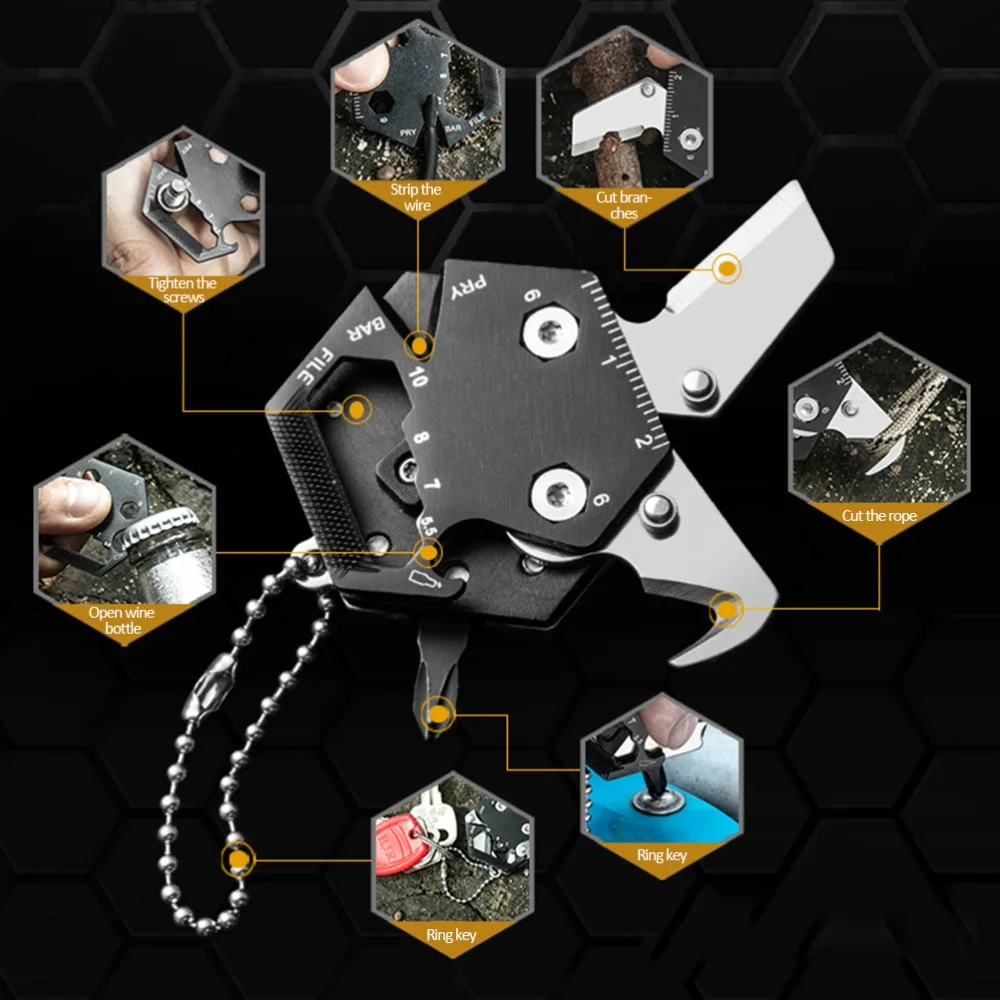 Stainless Steel Multitool Card Key Chain Portable Design Folding Micro Screw Driver Set Foldable Tool Set Camping Activities