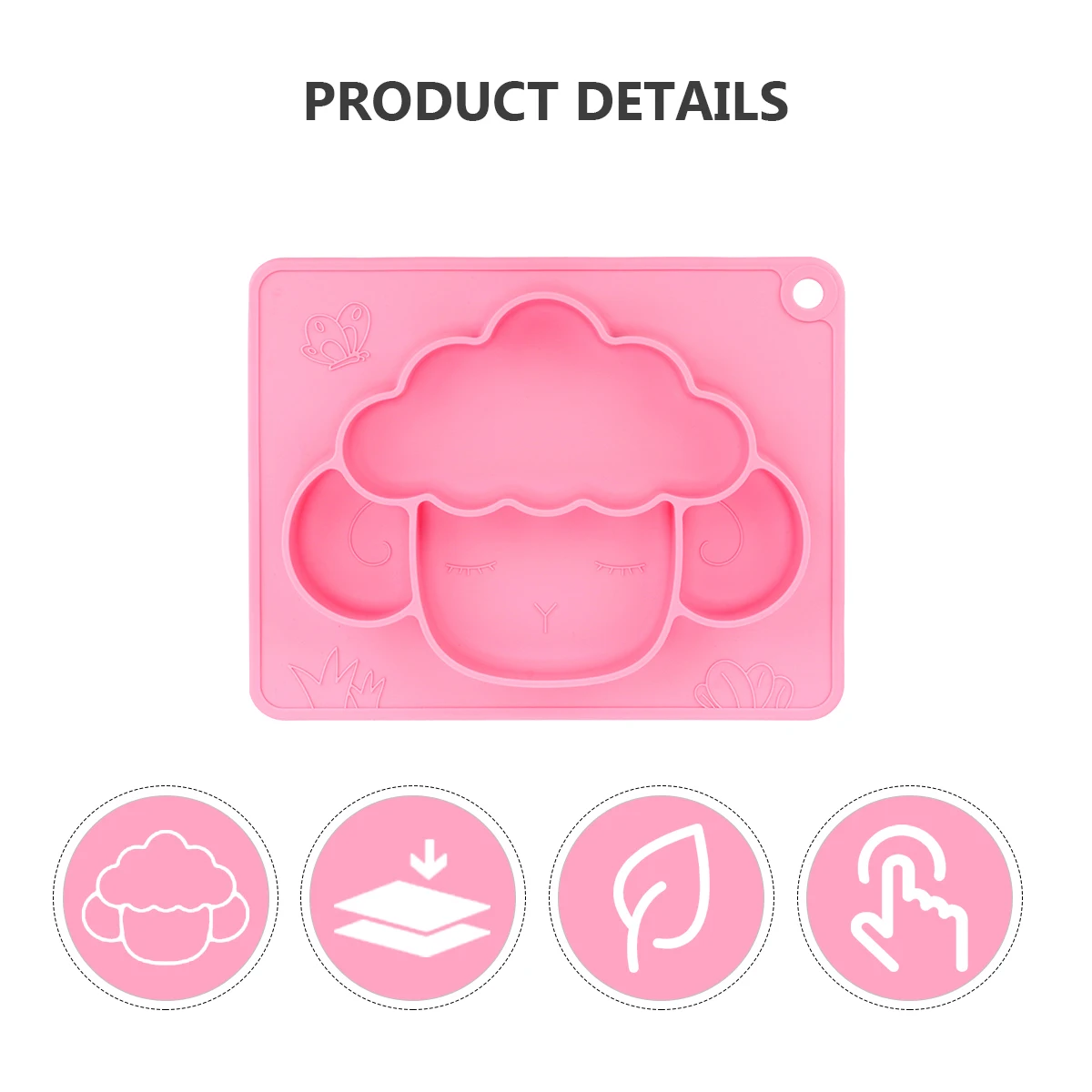 

Anti-Slip Silicone Plate Kids Suction Base Bpa-Free Toddler Feeding Dish Microwave Safe Circular Storage Hole Kitchen