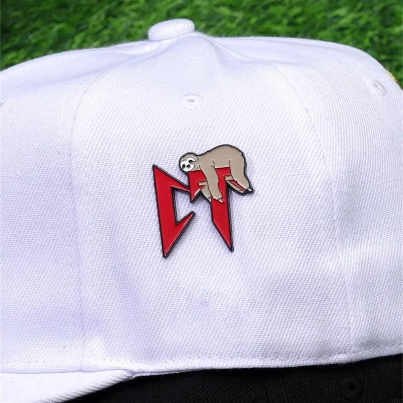 

Y08C Cartoon Animal Pins Golf Hat Decorative Pin Lovely Sloths Lapel Pins for Woman