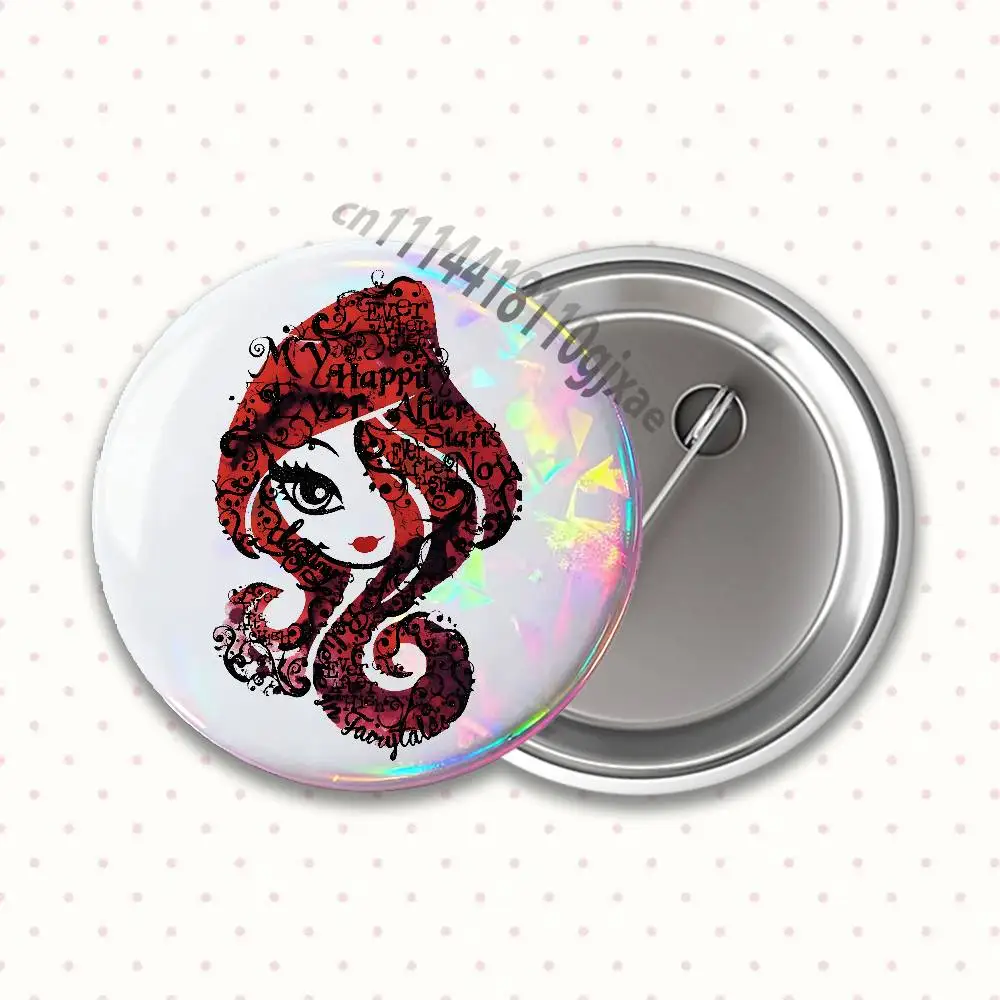 Raven Queen EAH Ever After High Badges25 32 44 58 75mm Round Cosplay Pin Bag Decor Fans Collect Friends Gifts Brooch Souvenir