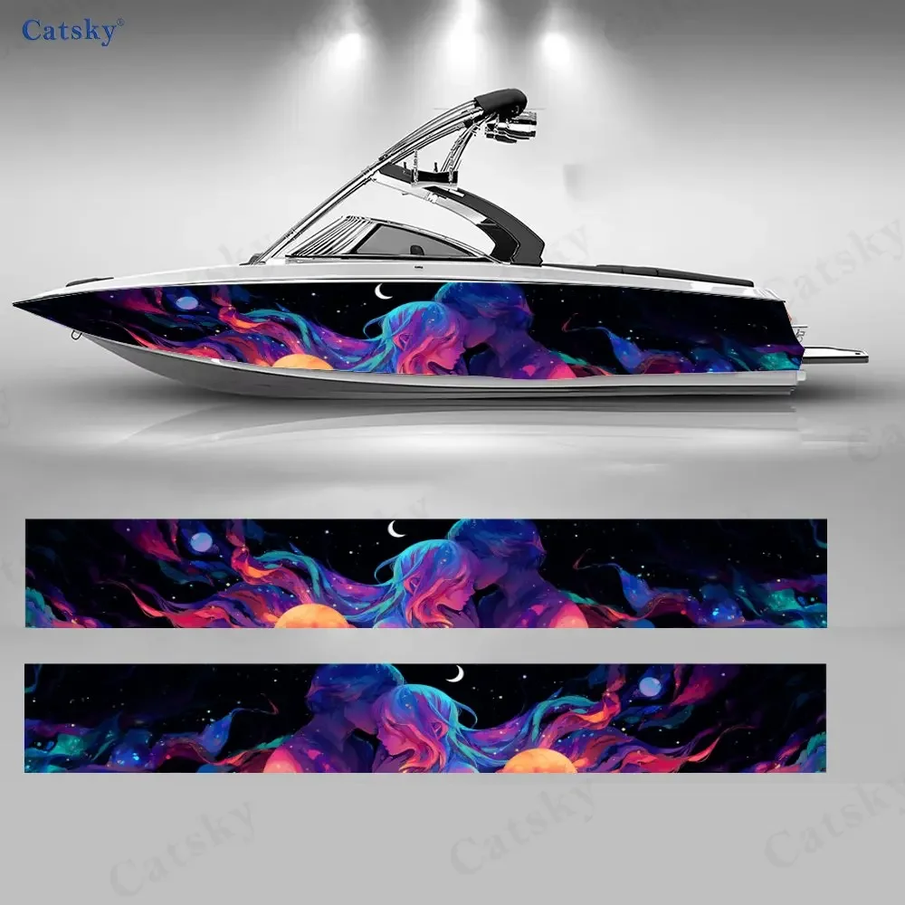 Colorful Interstellar Kiss Beautiful Special Boat Sticker Vinyl Ship Pontoon Deck Boat Fishing Decorative Pontoon Boats Decal
