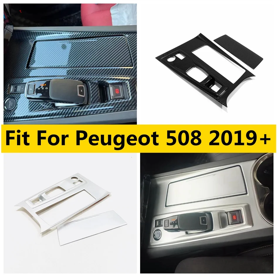 

Center Console Gear Shift Box Panel Cover Decorative Trim ABS Carbon Fibre Sliver Car Accessories For Peugeot 508 2019 - 2022