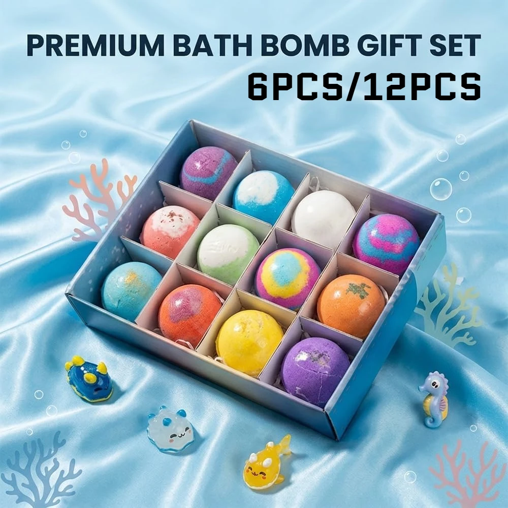 

Bath Bombs for Kids with Surprise Hidden Glow Toys Natural Organic Fizz Balls Gift Set Toy Inside for Girls Boys Holiday Bath