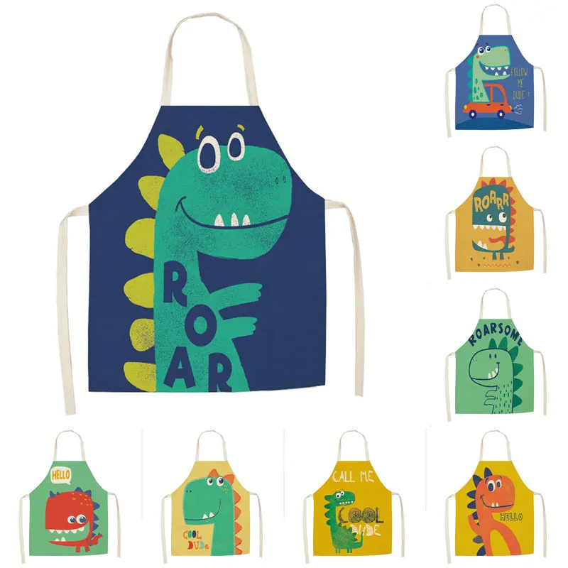 

Children's Cartoon Dinosaur Apron Cooking Dinner Bib Funny Dinosaur Print Apron Kitchen Cleaning Apron Anti-Dirt Apron