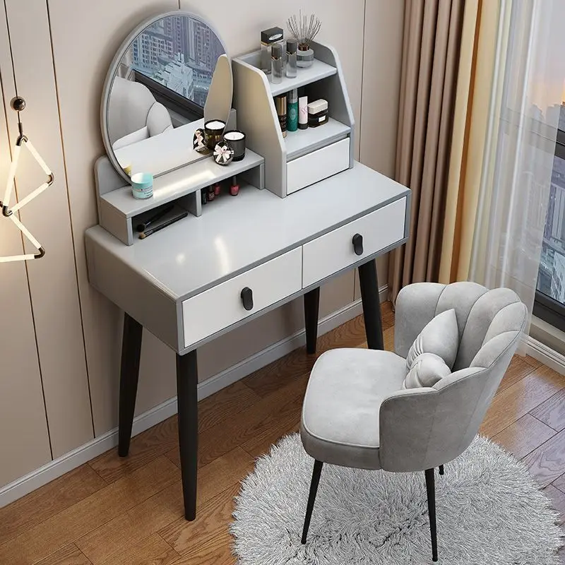 Bedroom 80cm 100cm MDF Board Mirrored Makeup Dressing Table Set