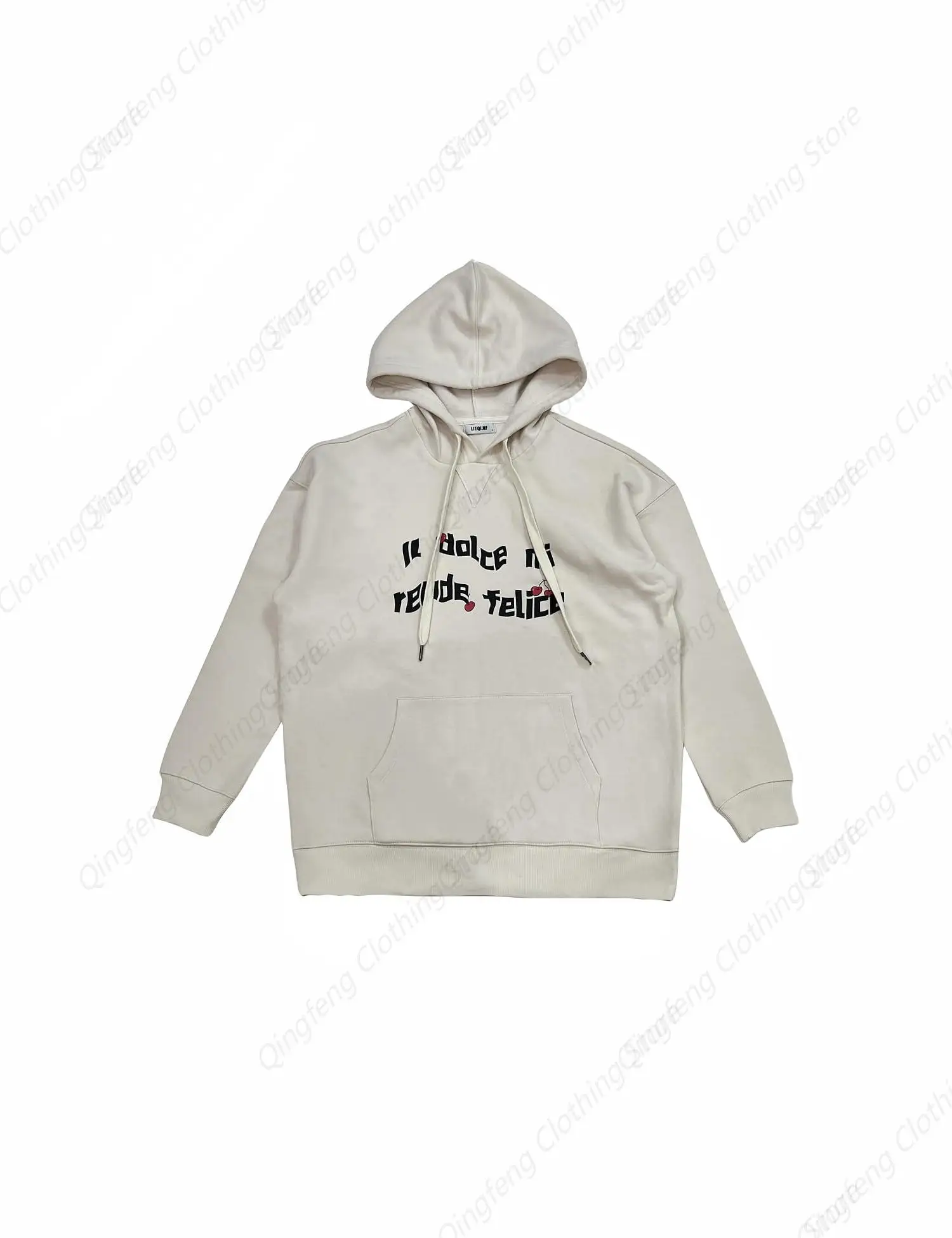 

Men Graphic Fleece Hoodies Letter Cherry Printed Sweatshirt Casual Oversized Streetwear Hiphop Hooded Pullover