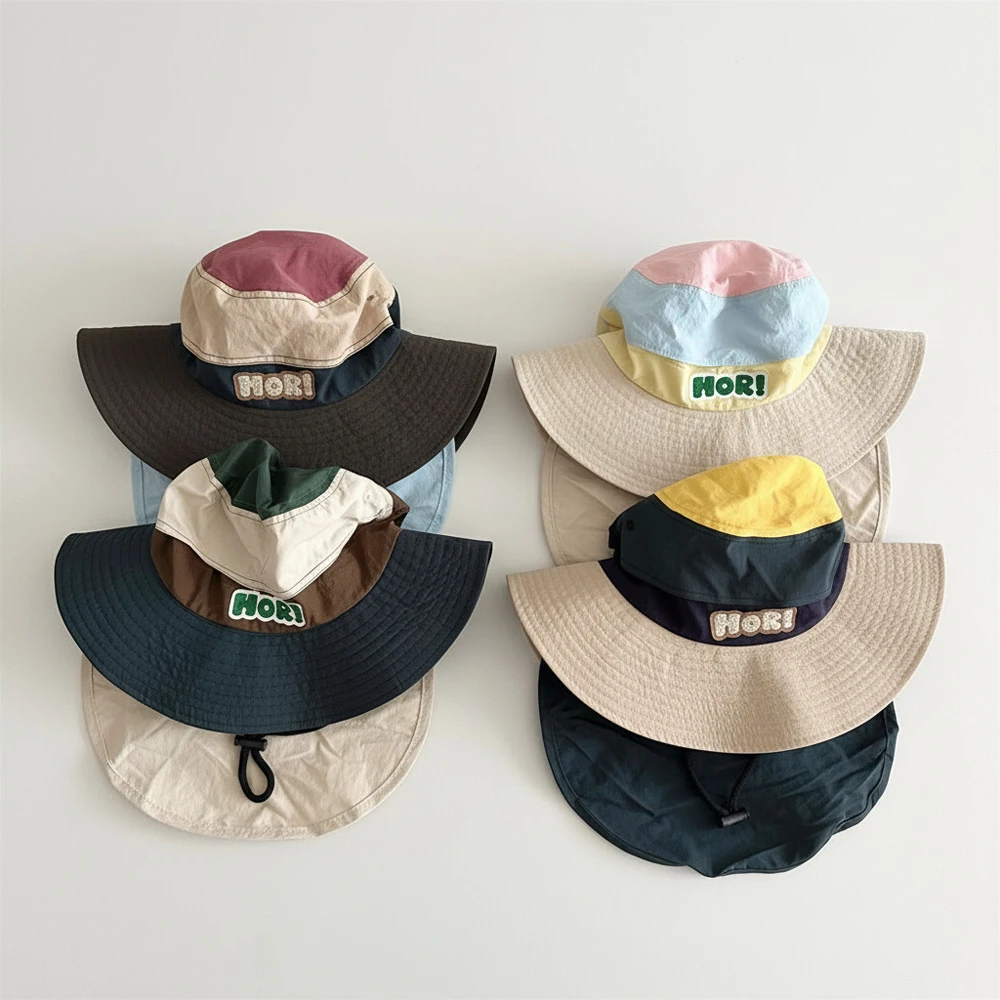 

Summer Child Boys Girls Sunshade Hats Thin and Breathable Quick Drying Shawl Caps Spring Letter Pattern Children Fisherman Hat