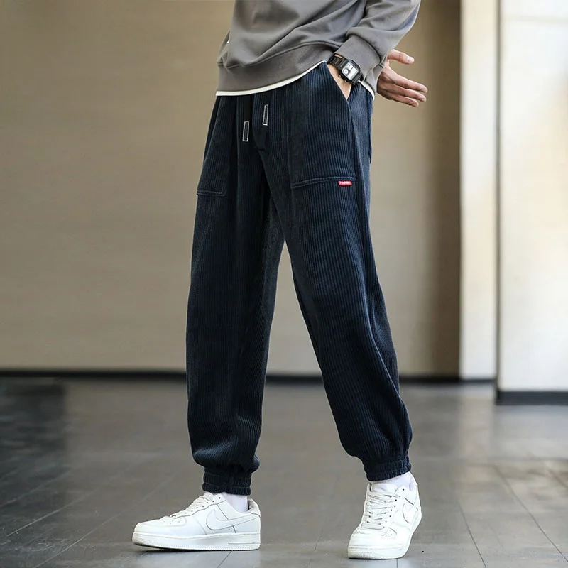 

Мужские вельветовые джоггеры свободного кроя: модные спортивные брюки для весны, повседневные молодежные брюки Vitali из хлопка с защитой от сминания