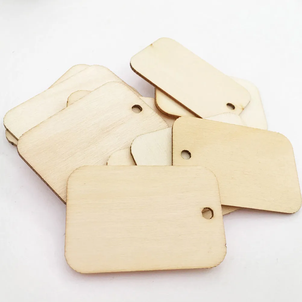 153Pcs Wooden Square Hanging Tags DIY Wood Tag for Wedding Party Home Decoration Message Labels Wood Tag Leaving Message Labels