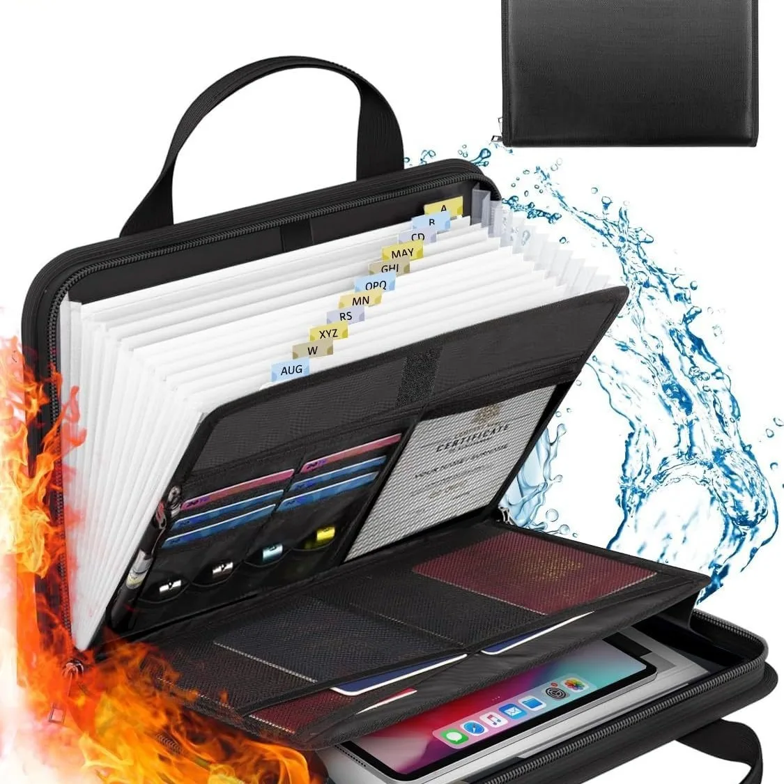 Sac à dossiers A4 à fermeture éclair - Organisateur de documents extensible accordéon - Grande capacité
