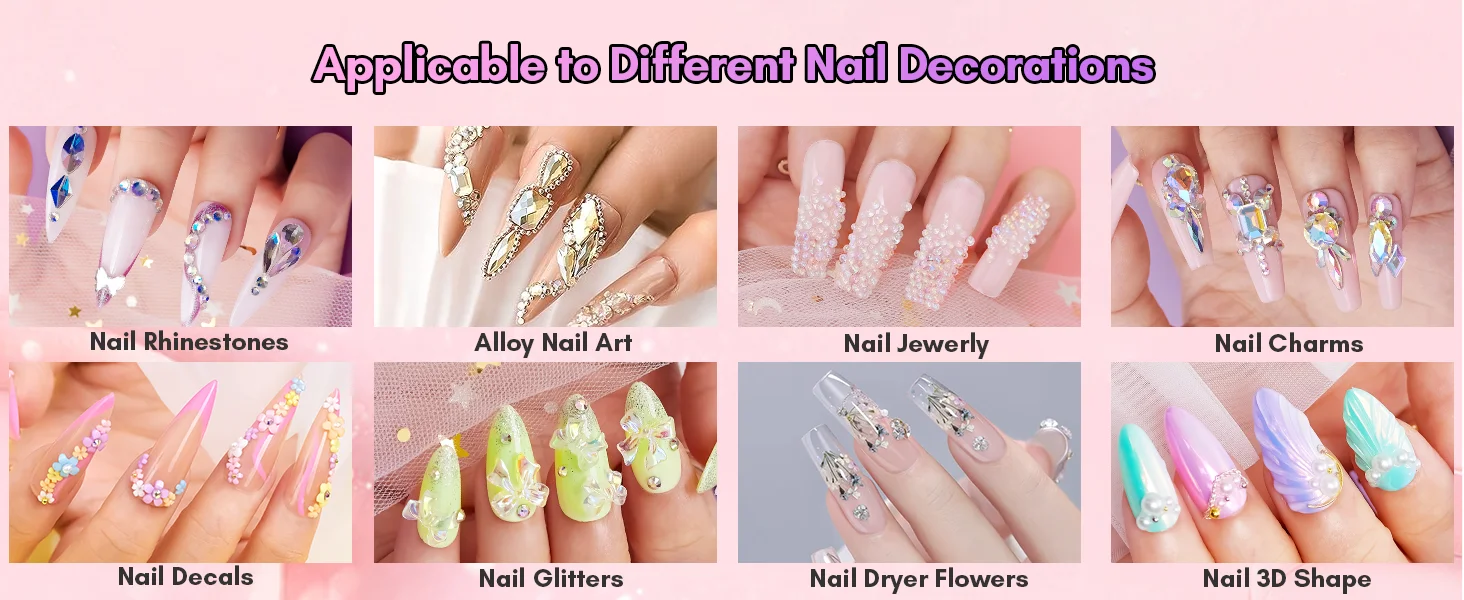 2PCS Nail Rhinestone Glue for Nails ,Makartt Super Strong Gel Glue for Rhinestones,3D Art Charm Decorations Bling Gem Bow Jewels