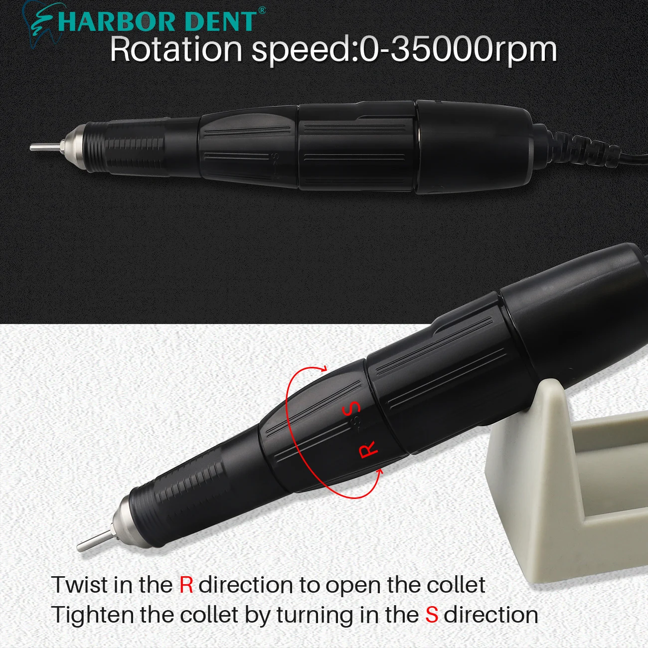 35000RPM Dental 204 Strong Micro Motor Sanding Machine Dental Electric Polishing Sculpture E-TYPE Polish Handpiece Lab Equipment