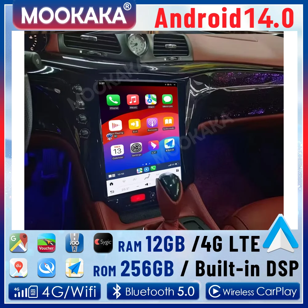 Мультимедийный плеер Android Auto Carplay, экран 12,1 дюйма для Maserati GranTurismo GT 2005-2015, автомобильное радио, GPS-навигация, головное устройство DSP