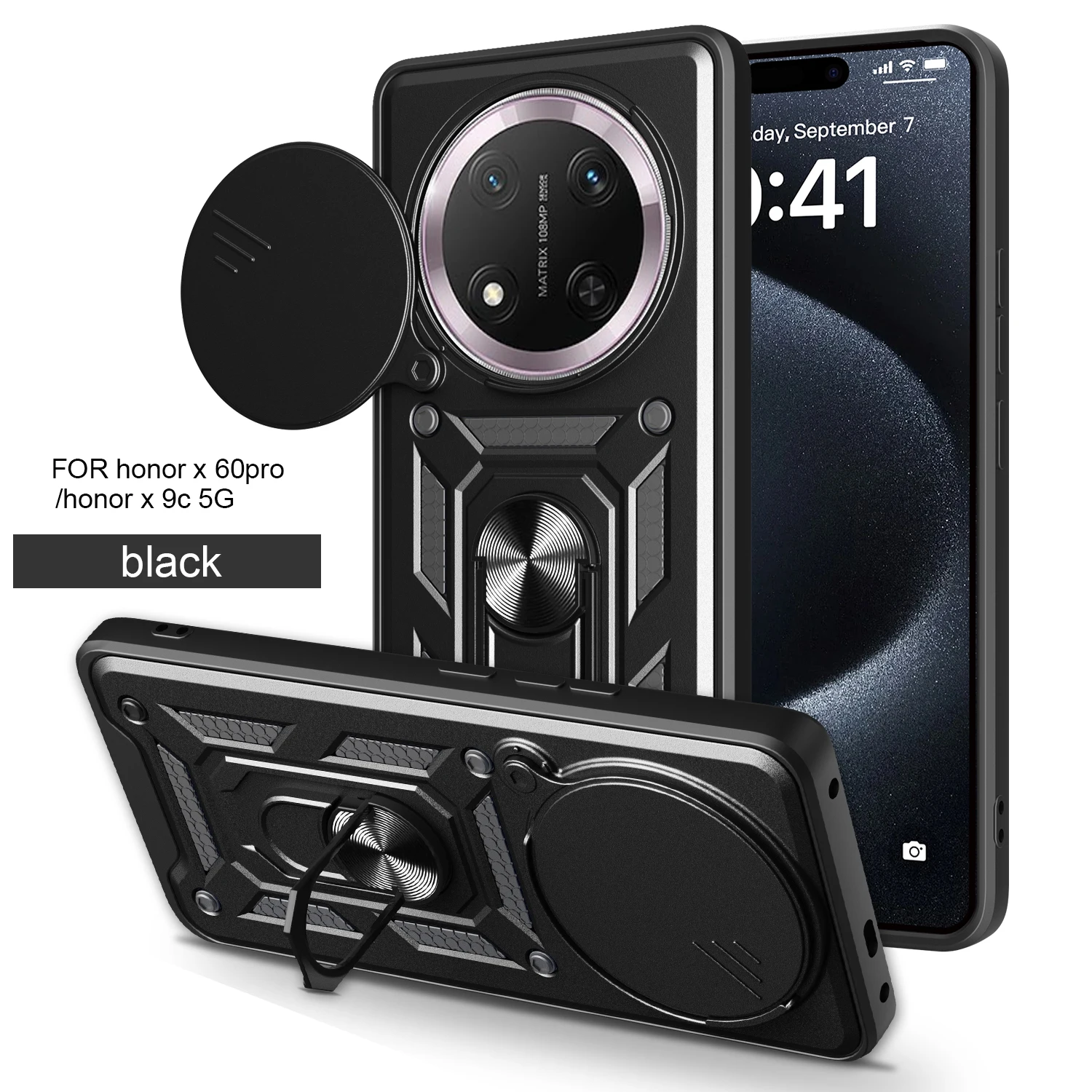 Para honor magic7 lite 5g câmera à prova de choque armadura caso para honra magia 7 lite carro suporte magnético anel proteger capa