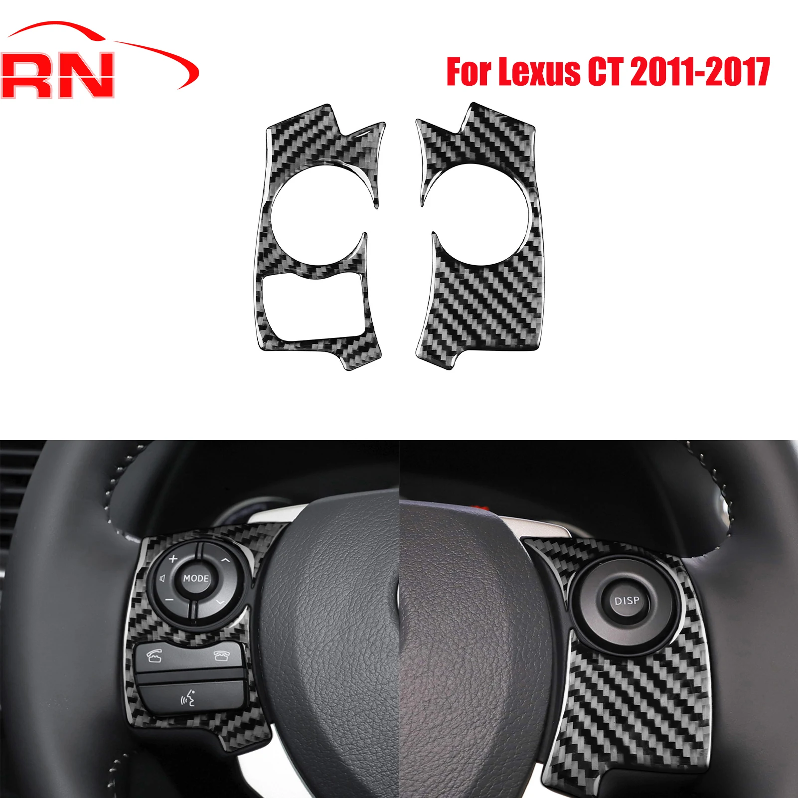 

For Lexus CT 2011-2017 Modified Carbon Fiber Car Steering Wheel Keys Panel Interior Accessories Piano Black Decorative Sticker