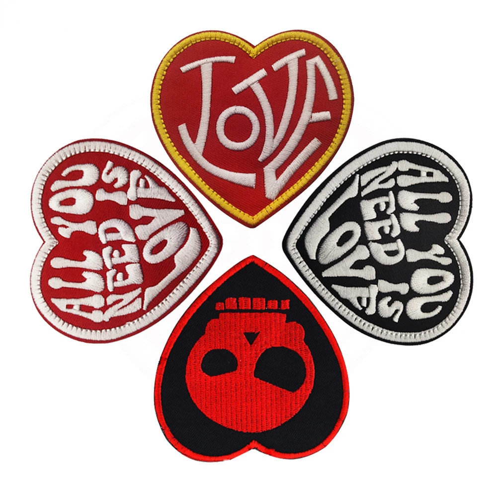 ALL YOU NEED IS LOVE Heart Shaped Embroidered Fabric Sticker Heart Shaped Arm Badge Magic Sticker Morale Badge Cute Sticker