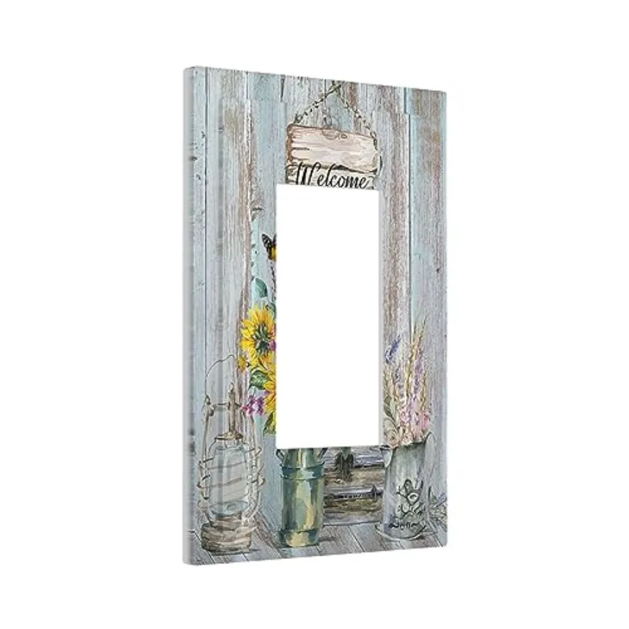 Sunflower Vintage Wooden Light Switch Covers Sun floral Outlet Cover Decorative GFCI Switch Face house Home Livingroom Decor