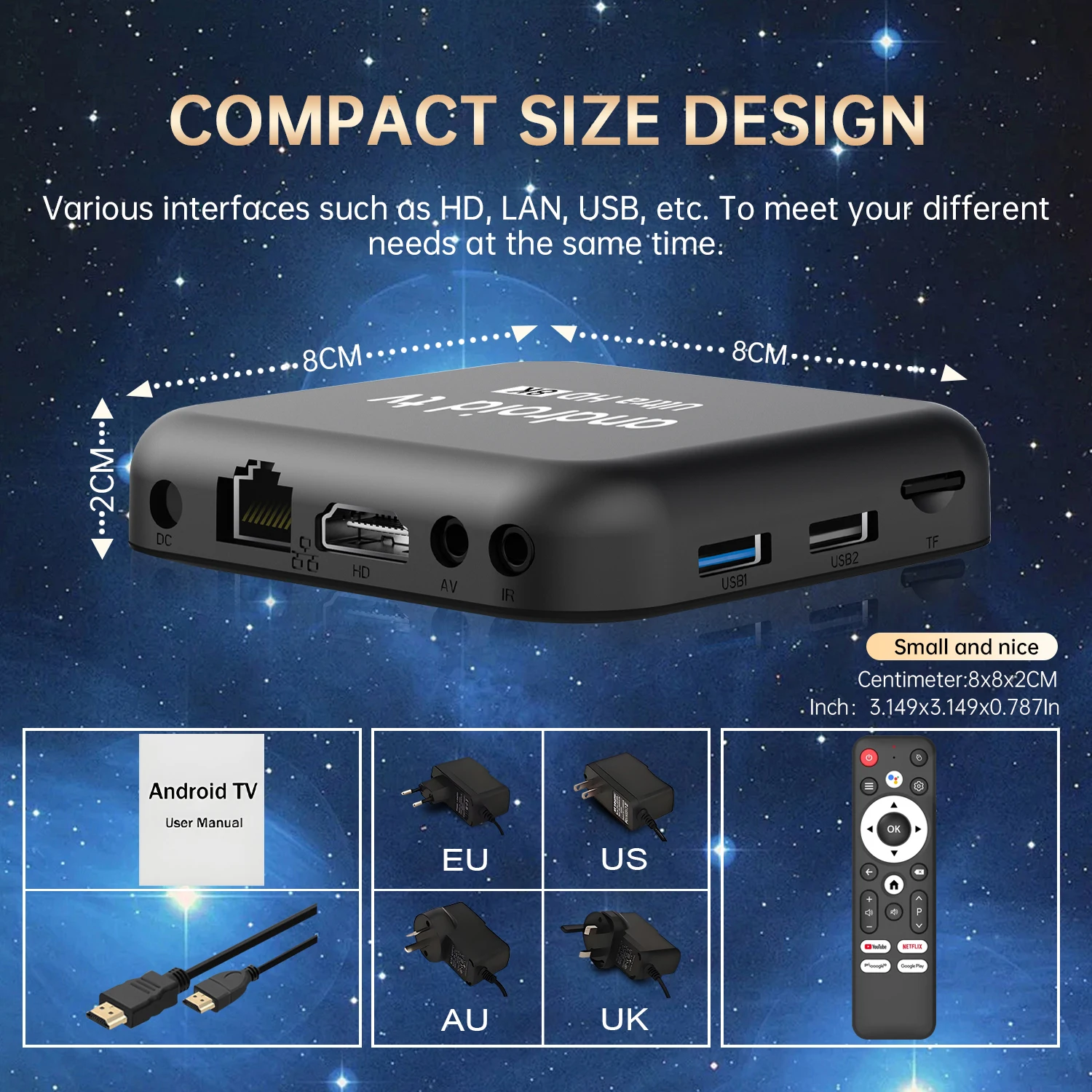 Android 14 TV Box RK3518 مشغل الوسائط الذكية 8K WiFi6 BT5 التحكم الصوتي Google Play Netflix YouTube Streaming Device Set Top Box