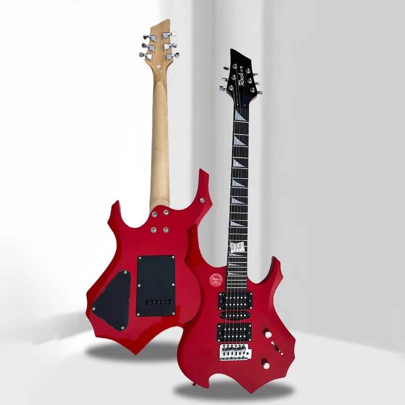 سلسلة جيتار كهربائي على شكل لهب 24 فريتس خشب الورد خشب القيقب نمط روك مزدوج كوتاواي خفيف الوزن للبالغين نغمة متعددة الاستخدامات #1