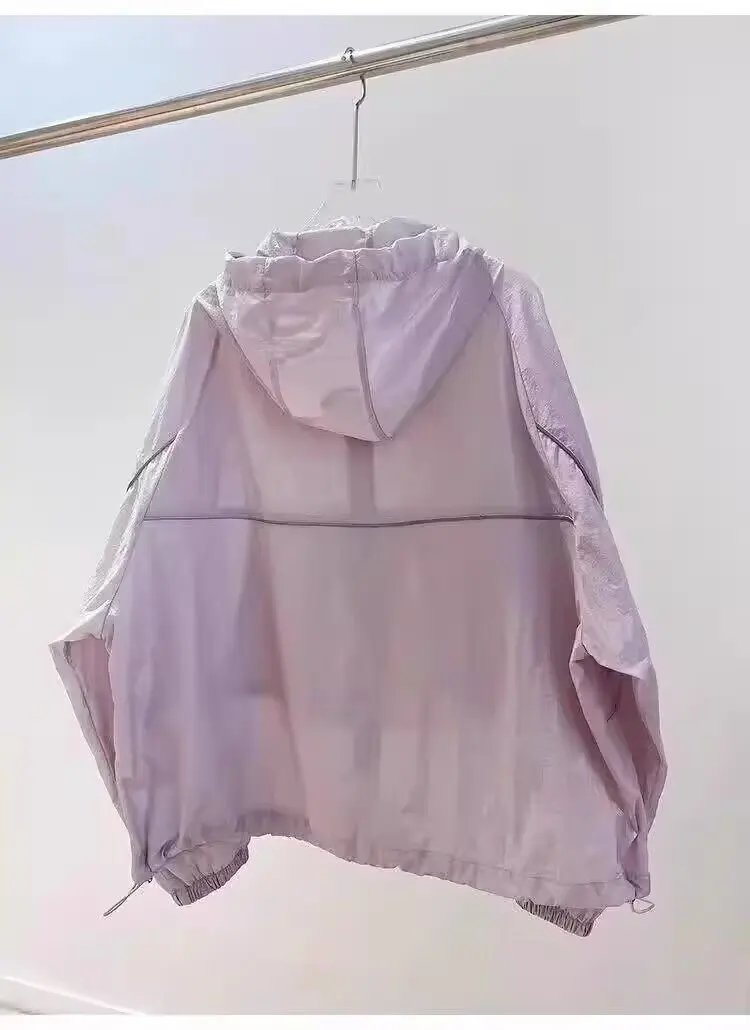 Kühlendes Sonnenschutz-Shirt für Damen – Neues, locker sitzendes, vielseitiges, atmungsaktives, dünnes Sonnenschutzkleidungsstück mit Kapuze für den Sommer – Detail 3