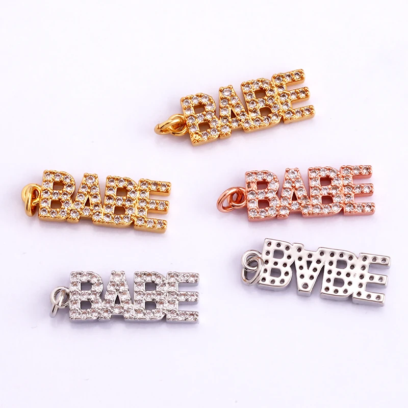 Fine Fashion Inlaid Zirconia LOVE HAPPY LUCKY Letter Charm Pendant,Trendy Jewelry Necklace  Hand Making Supplies M22 K33