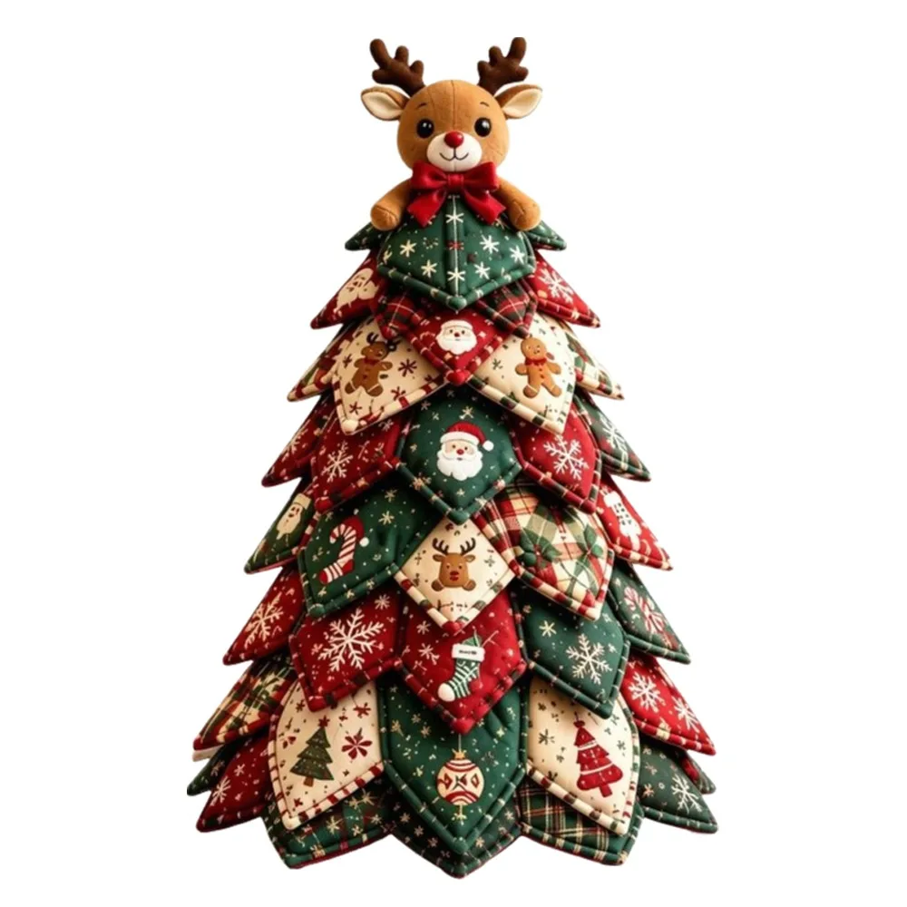 Floral Fabrics Christmas Tree Patchwork Set Material Pack Creative Design Handmade Decor Kit Hanging Kit Home Decoration