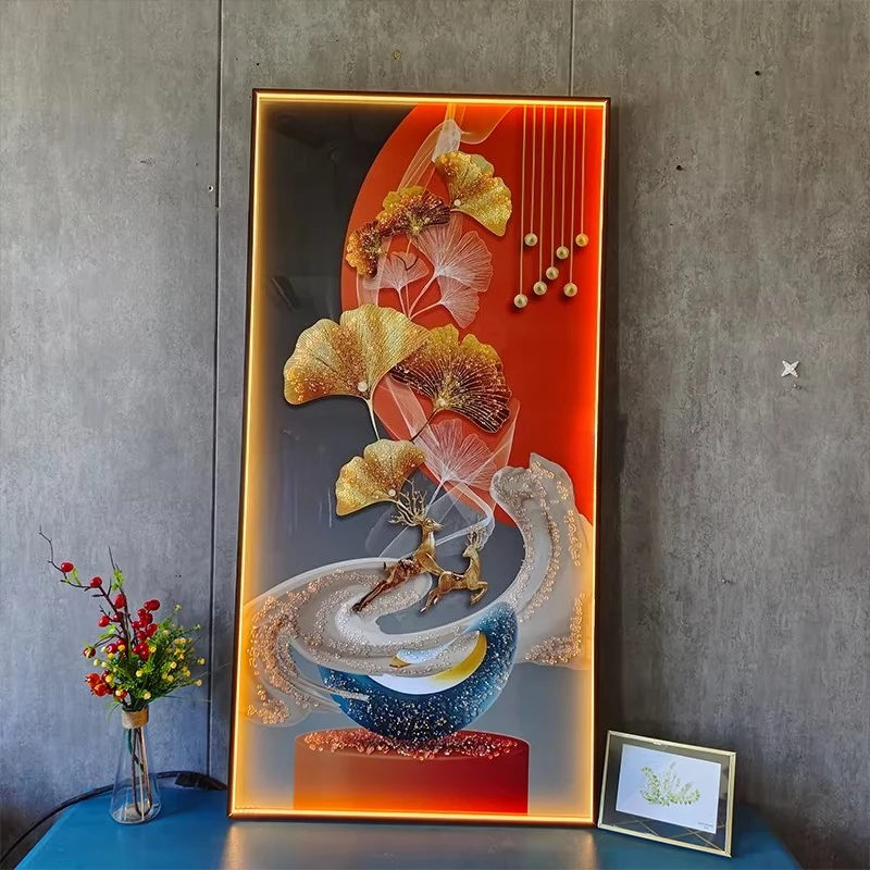 mc-120*60 with Light Dropshipping Products 3d Metal Handicraft Decoration Living Room Wall Creative Iron Wall Art Hanging^