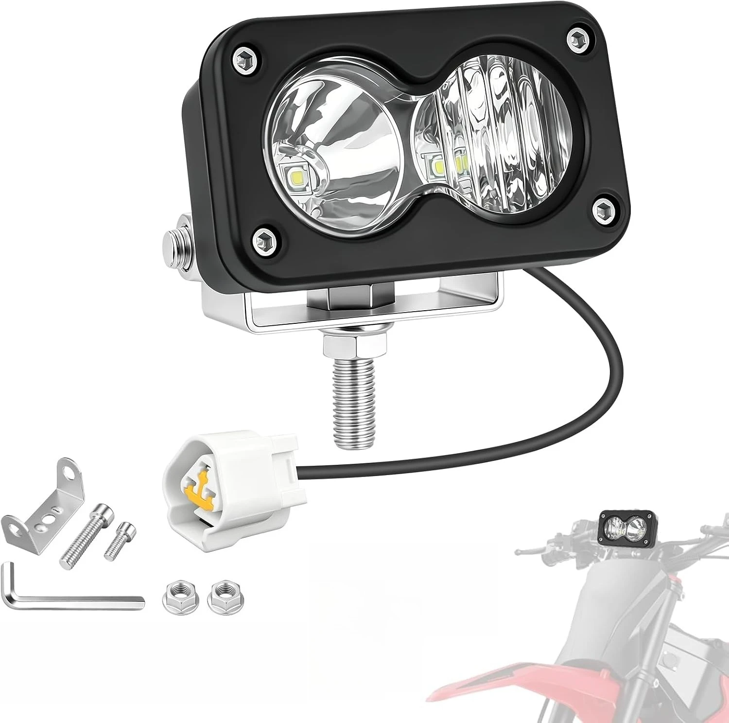 20W 6500K Headlight Compatible with Yozma IN 10 Dirt Pit Bike, Dual-Beam Dirt Bike Headlight, Waterproof  Durable Dirtbike Light