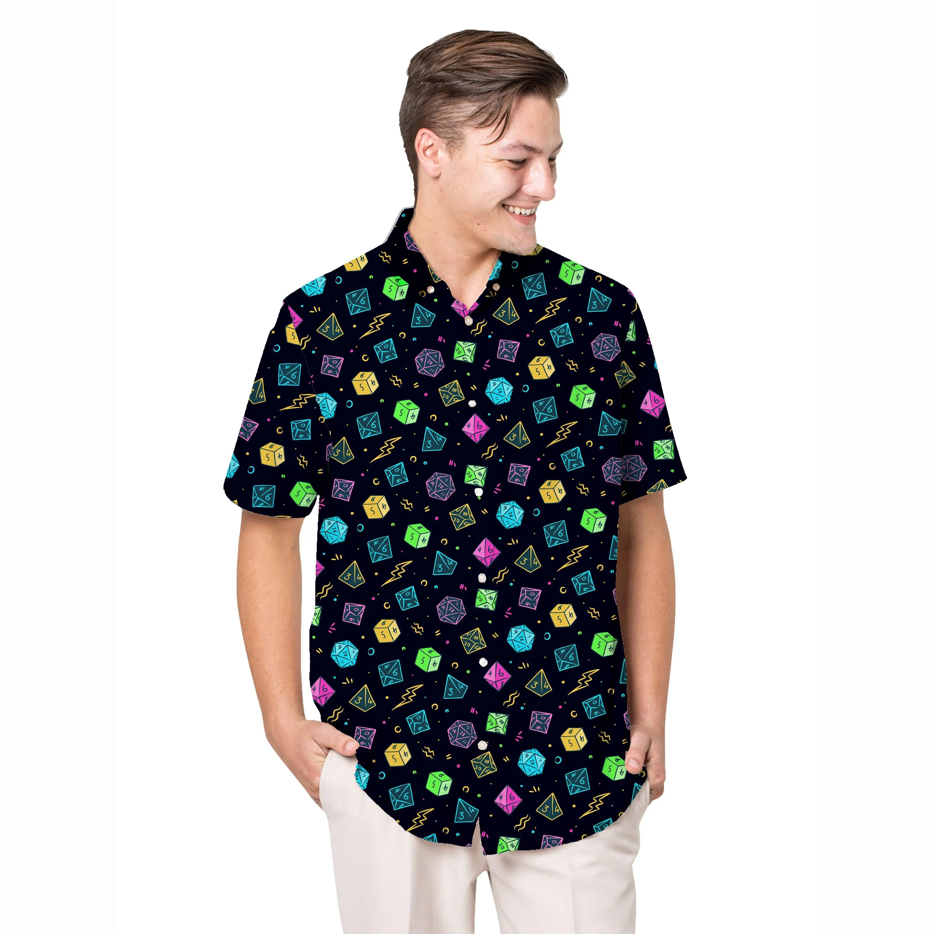 

Jumeast Dice Play Pattern Short Sleeve Hawaiian Shirt Funny Graphics Polyester Aloha Shirts Tropical Baggy Casual Man Clothing