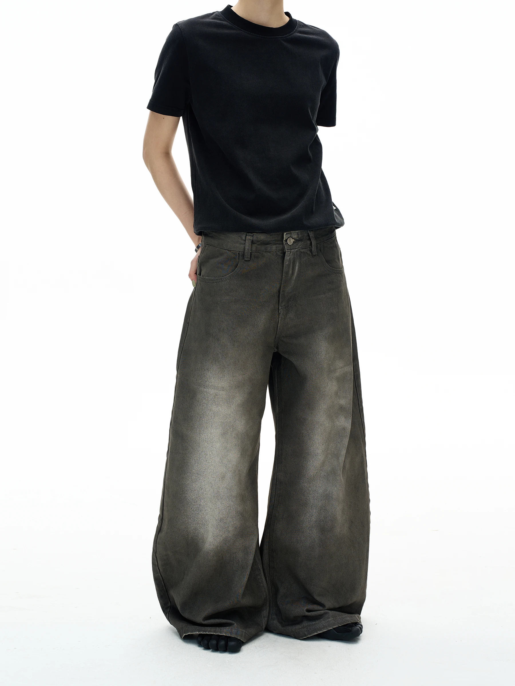 

MADWITCH американские винтажные джинсы с ножом, свободные широкие брюки для мужчин и женщин, повседневные удобные хлопковые джинсовые брюки