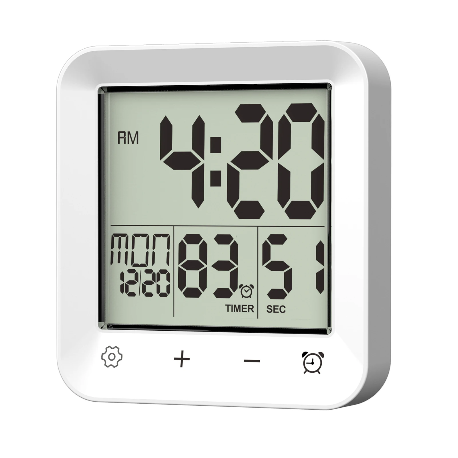 Bathroom Clock with Countdown Temperature Bathroom Wall Clock Timer with Suction Cup LCD Display for Spa Sauna Kids Adults