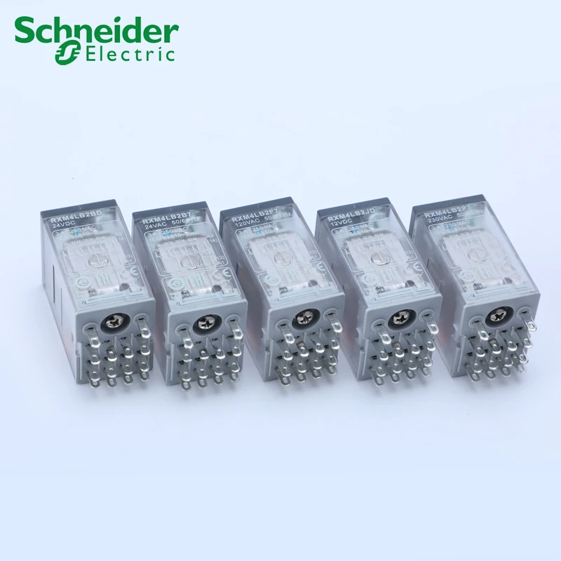 Imagem -06 - Schneider-electric-relés Led Plug-in Miniatura Rxm Eletromagnético Peças Rxm4l 4co 3a 12 Vdc110 Vdc 24 Vac230 Vac