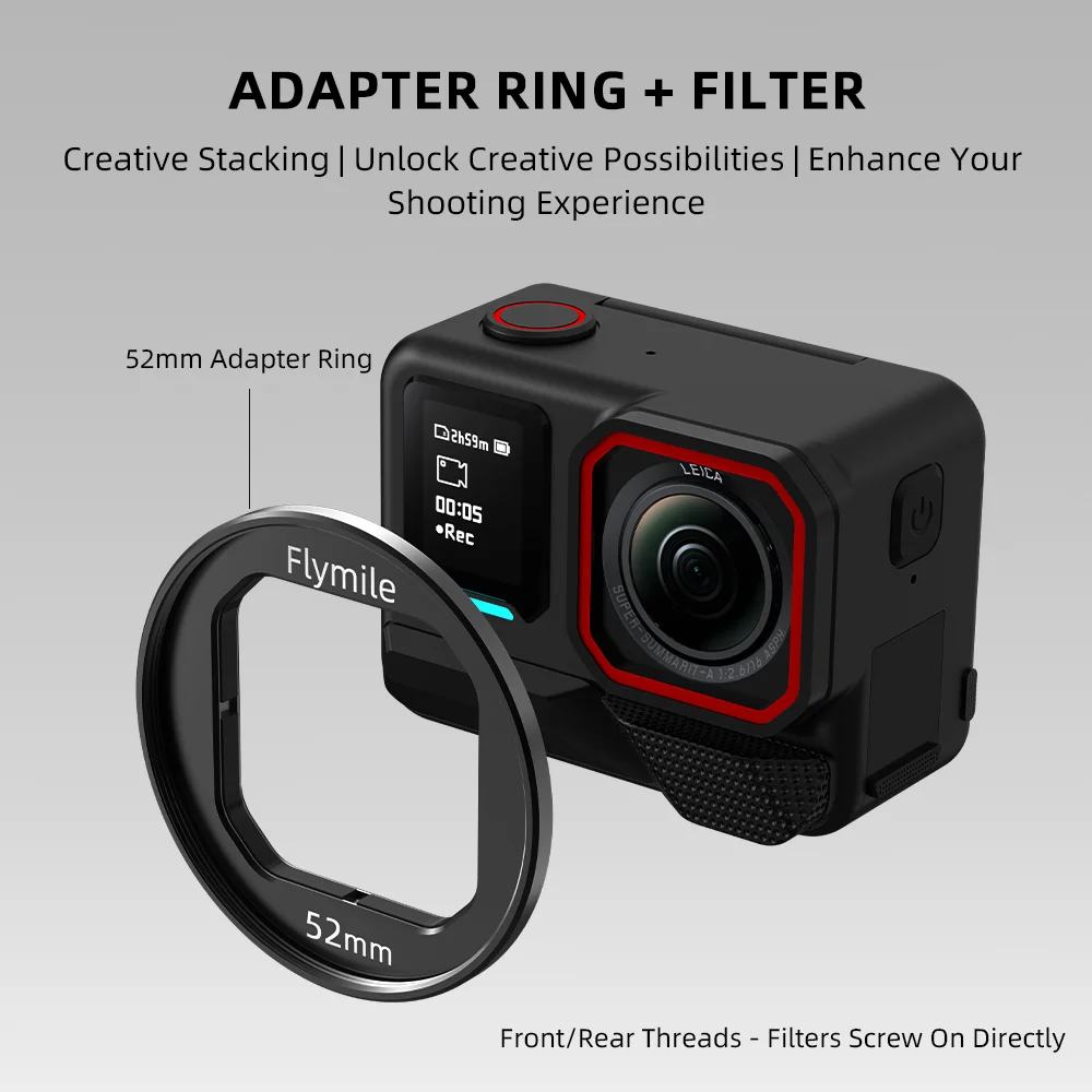 Flymile Ace Pro 2 حامل مرشح جبل عدسة تصفية كليب ل Insta360 Ace Pro 2 اكسسوارات 52/49 مللي متر مرشحات الإطار محول