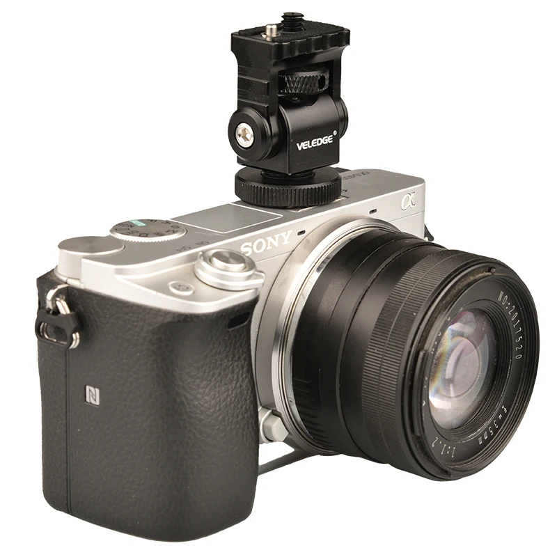 Vlogmagic-soporte giratorio e inclinable para Monitor, adaptador de zapata para micrófono, luz Led para vídeo