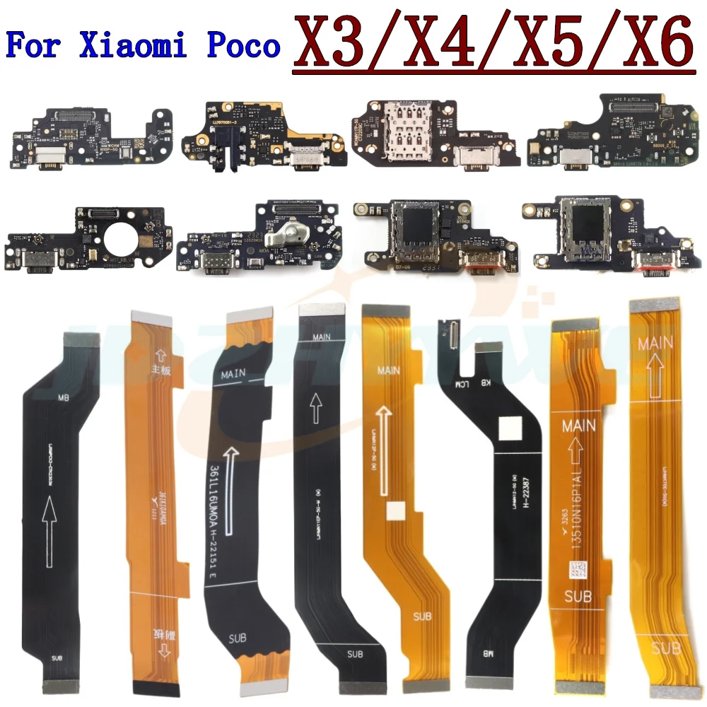 SIM Card Reader Board USB Charging Port Board For Xiaomi Poco X3 Pro X4 GT X5 Pro X6 Pro X3 GT X4 Pro Motherboard Flex Cable