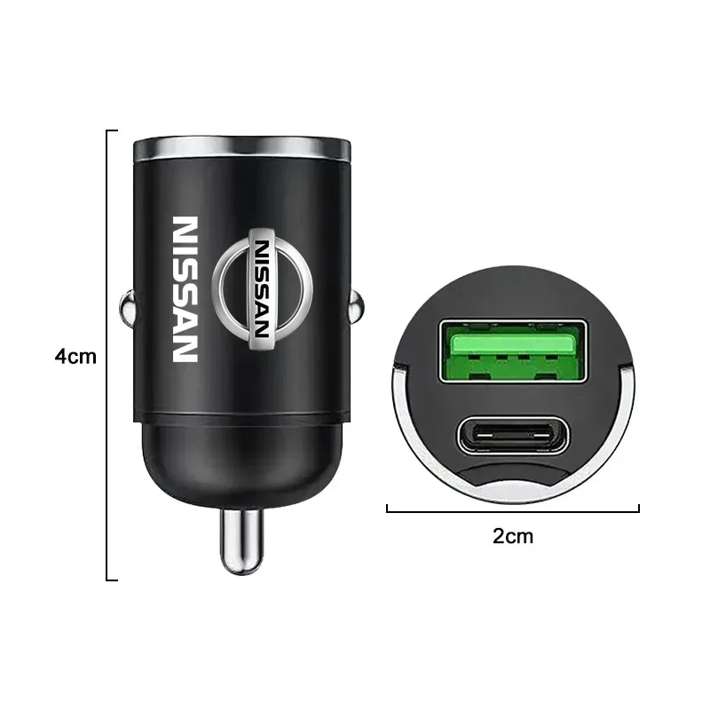 Car Charger Type C Fast Charging USB Ports Adapter For Nissan Nismo Tiida Sylphy Teana X Trail T30 T32 Almera Qashqai J10 J11 view 2