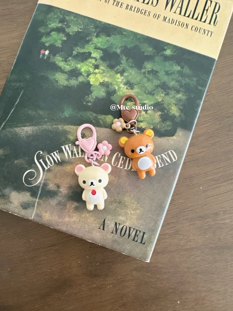 Kawaii Rilakkuma Lazy Bear Keychain Cartoon Doll Pendant Backpack Bag Phone Charm Key Ring Accessories for Girls Holiday Gift view 5
