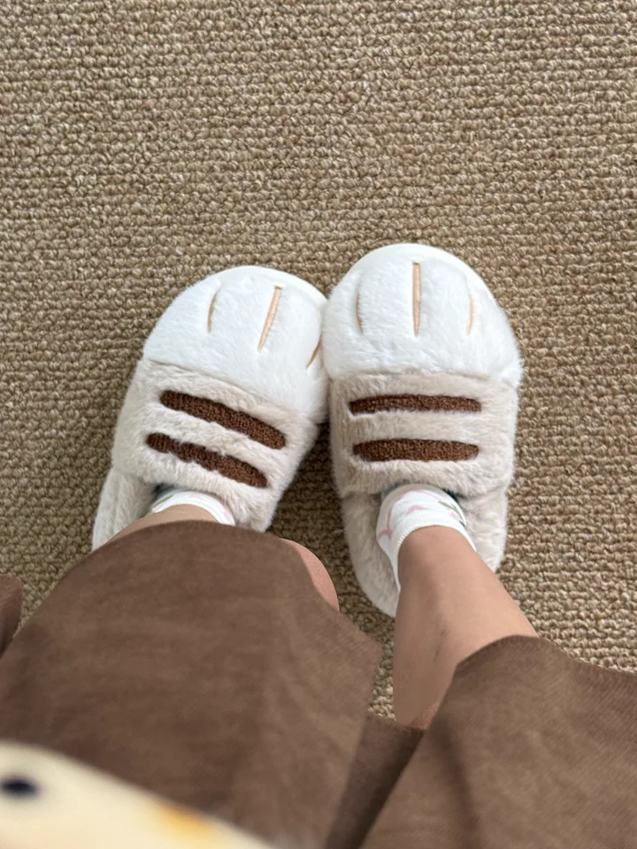 

Cute Cat Paw Cotton Slippers New Autumn And Winter Couple Outdoor Wear Home Thick Soled Women'S Cotton Slippers