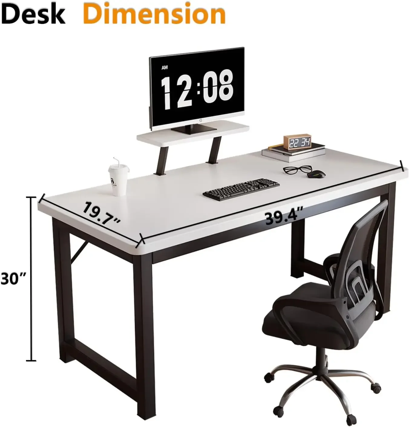 Computer Desk for Bedroom,39.4 Inch Study Table with Small Desk for Home Office.