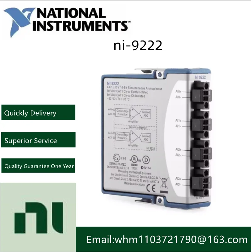 US NI VOLTAGE INPUT MODULE NI-9222 BOLT TERMINAL 16-BIT 4-CHANNEL GENUINE