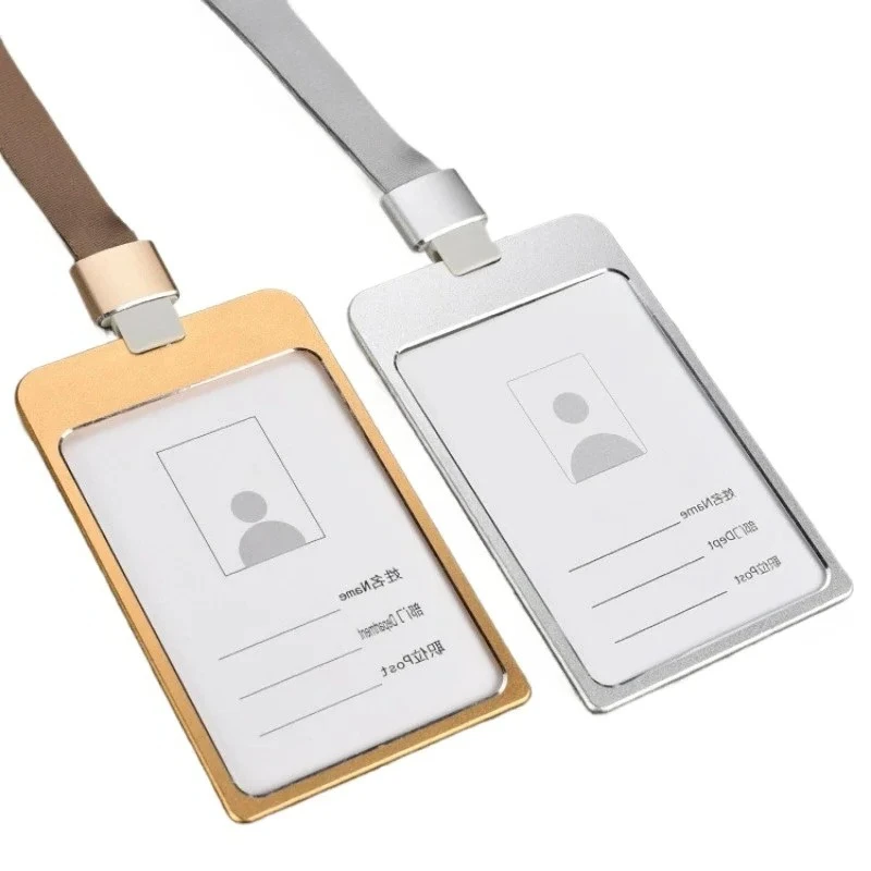 

Large Size 120*75mm Aluminum Alloy Working Permit Case Pass Work Card Cover Case Exhibition ID Tag Lanyard Pass Work Card Case
