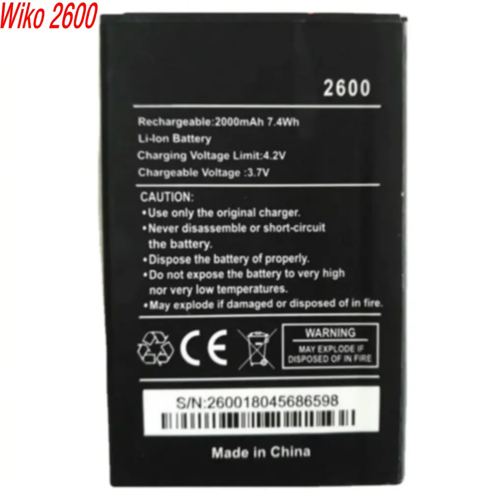 

Новый аккумулятор WIKO 2600 для мобильного телефона Wiko Sunny 2 Plus