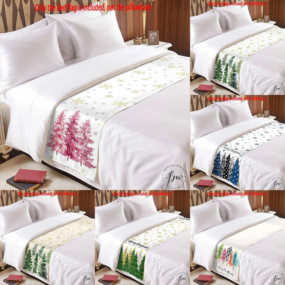 1pc Merry Christmas Gold Snowflake Bed Runner Bed flag only,Elegant bedroom without pillowcasegift for people