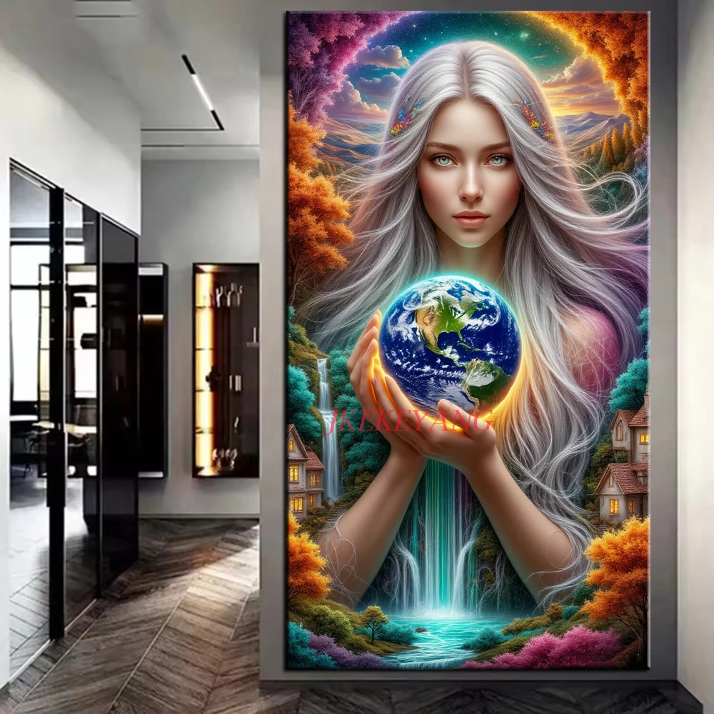 

Fantasy Woman and Earth Picture DIY Diamond Painting Cross Stitch Full Drill Diamond Mosaic New Collection Home Decor
