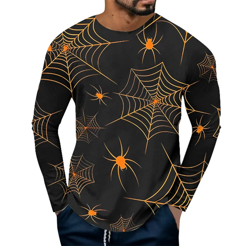 Halloween Blood Bat Pattern T-Shirt For Men Bloody 3D Print T Shirts Summer Casual Harajuku Loose Tees Street Tops Long Sleeves
