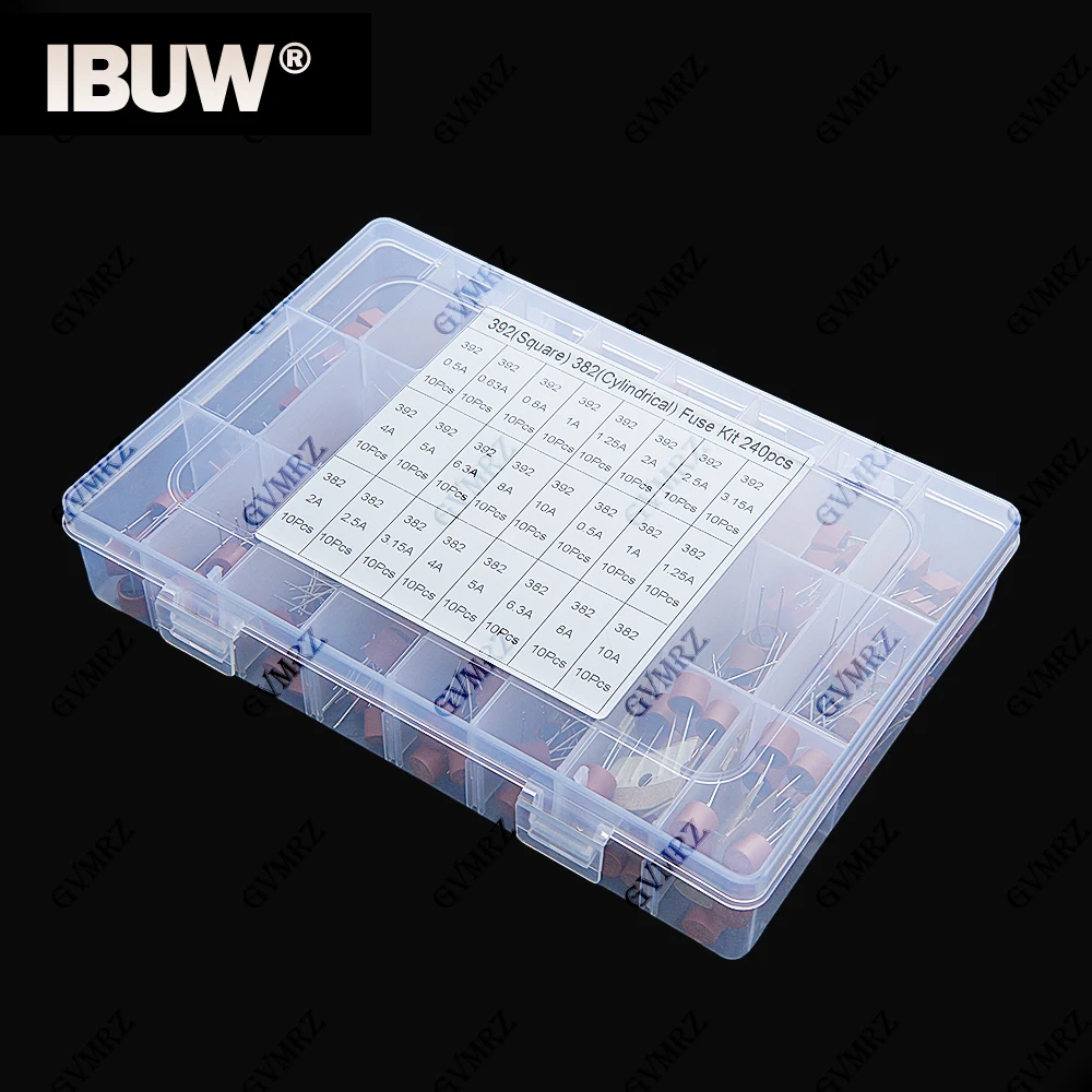 

240pcs 392 Square Fuse 382 Round Fuse DIY Kit 0.5A/0.63A/0.8A/1A/1.25A/2A/2.5A/3.15A/4A/5A/6.3A/8A/10A Fuses For LCD TV Power