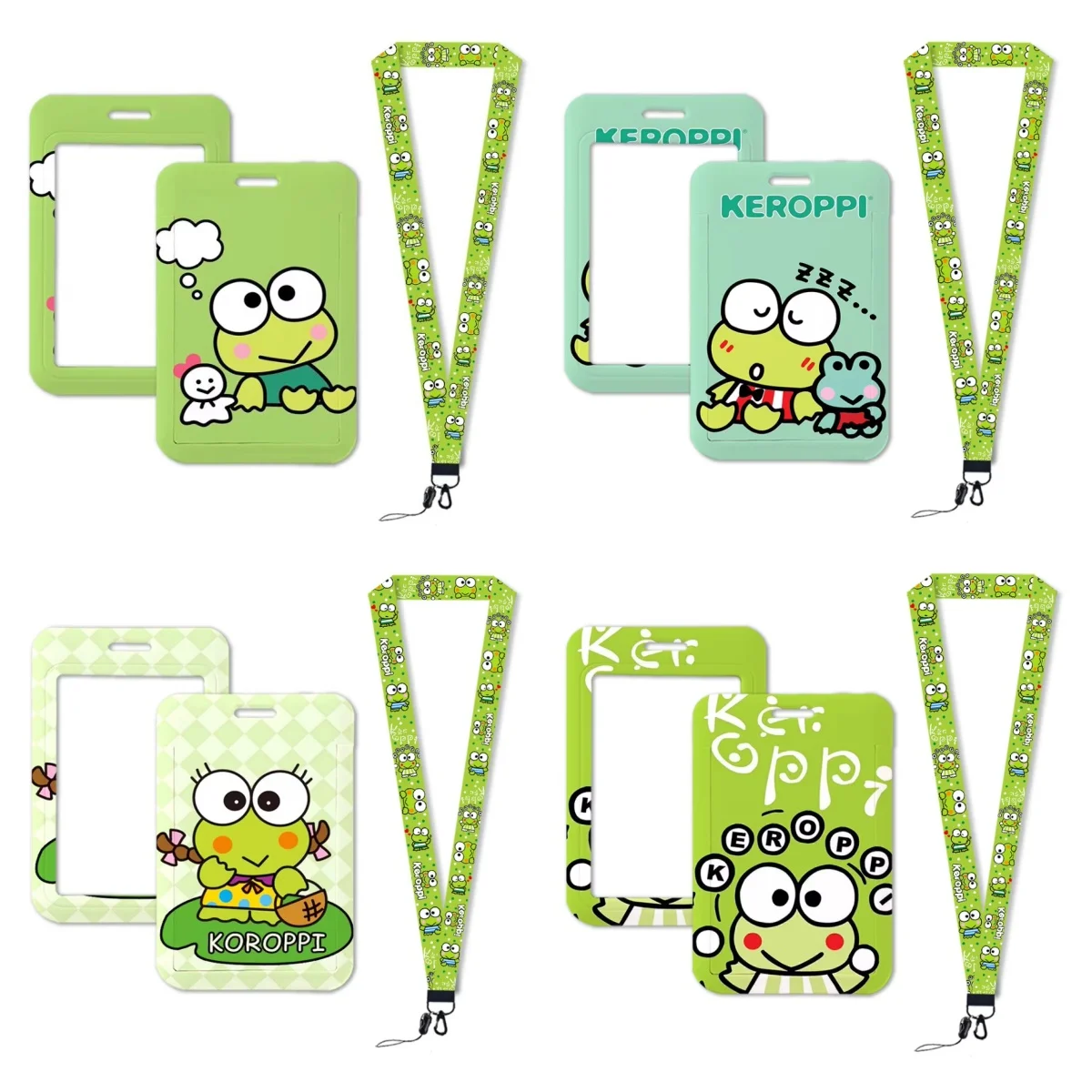 

Lanyards Keroppi Id Card Holders Sanrio Door Pass Card Hanging Rope Badge Holder Neck Strap Business Card Badge Gift