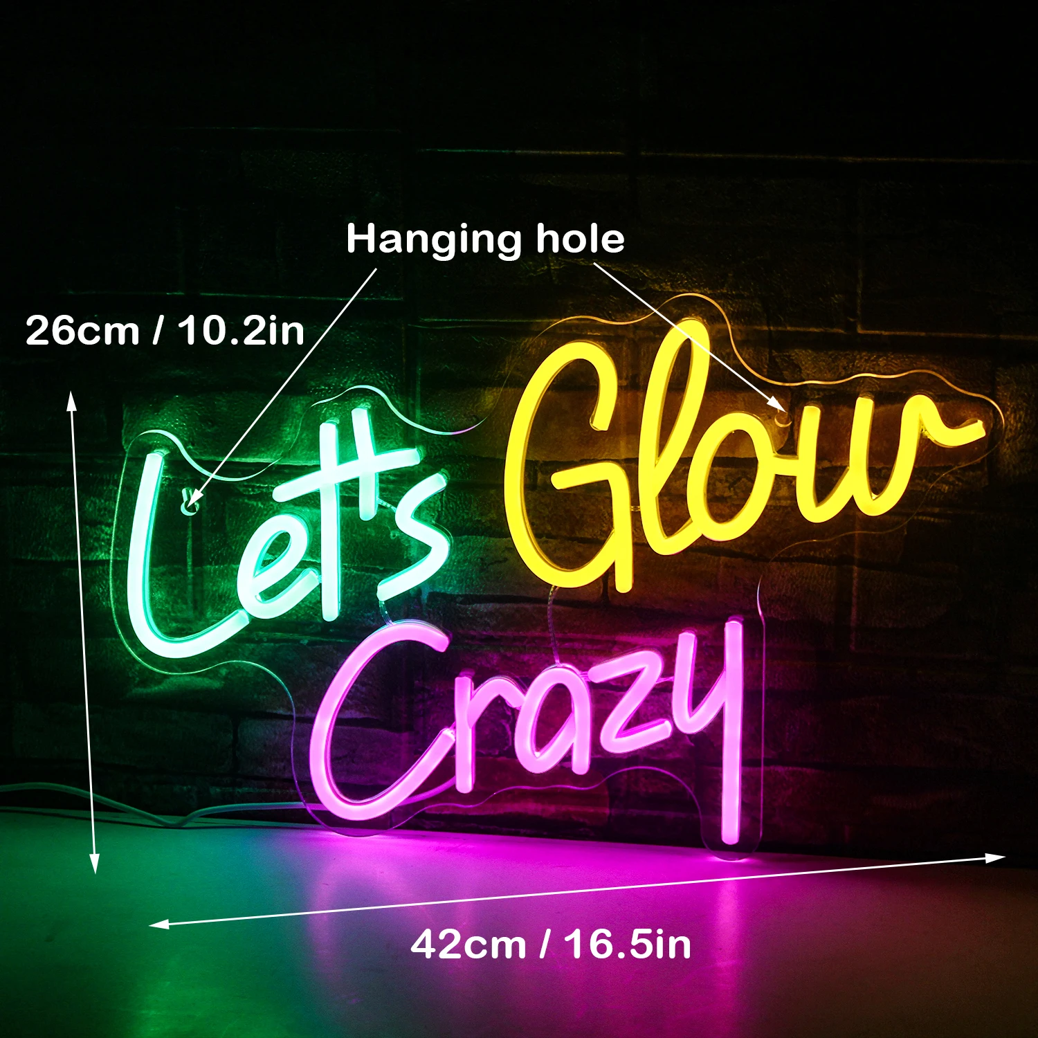 Светящиеся неоновые знаки Let's Glow Crazy для настенного декора, красочные светодиодные светильники, домашняя игра, украшение спальни, бара, дня рождения, вывеска, лампа