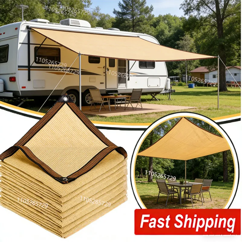 Beige Fabric Sunshade, Long-Lasting Sun Protection, Suitable for Mesh on Terraces, Plants, Greenhouses, and Porches