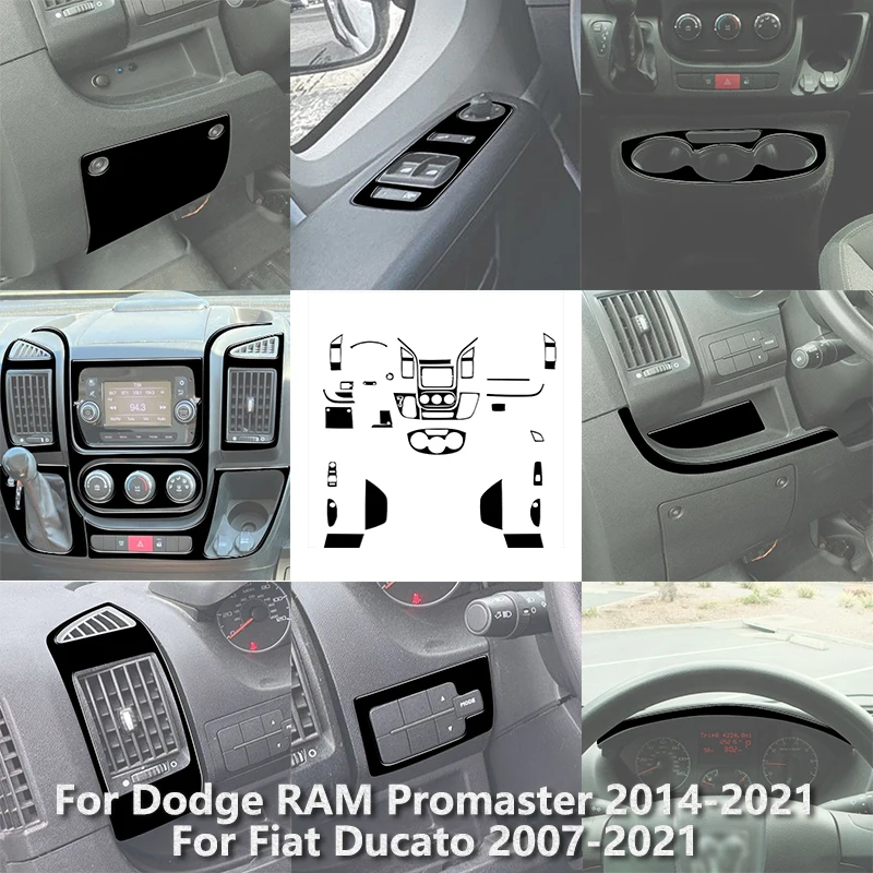 Nuevas pegatinas ABS negras brillantes para Dodge RAM Promaster 2014-2021 Fiat Ducato 2007-2021 accesorios interiores de coche